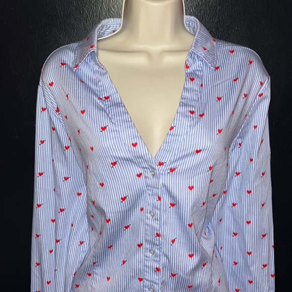 New York & Company Tops - New York and Co, Madison button down blouse with red hearts XL